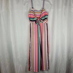 Rare Editions Colorful Striped Tie Chest Sleeveless Jumpsuit Girls Size 10